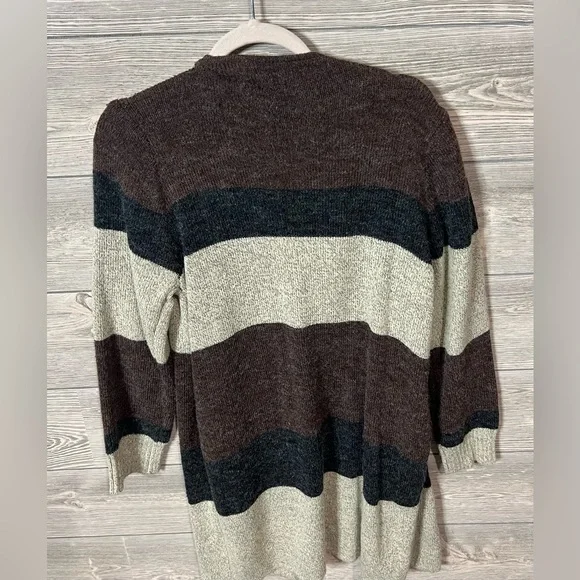 Baciano Brown Multicolor Long-Line Open Cardigan Size Small - Picture 4 of 7